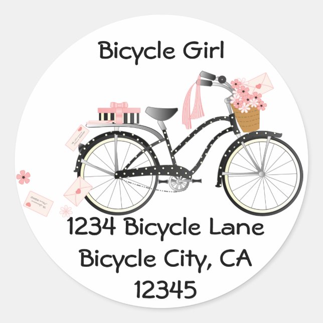 Valentine Bicycle Classic Round Sticker (Front)