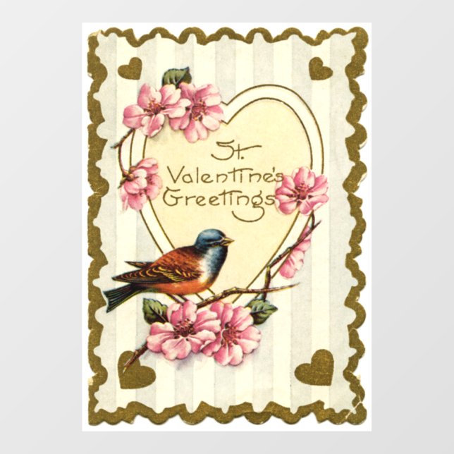 Valentine Bird Window Cling (Sheet)