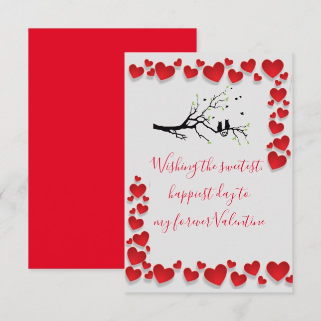 Valentine Birds Thank You Card (Front/Back)