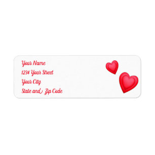 Valentine Birthday Day Red Hearts Label
