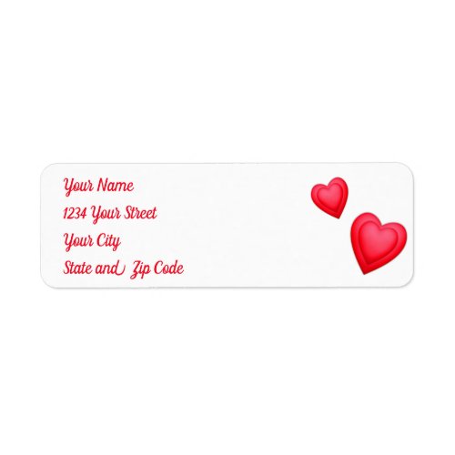 Valentine Birthday Day Red Hearts  Label