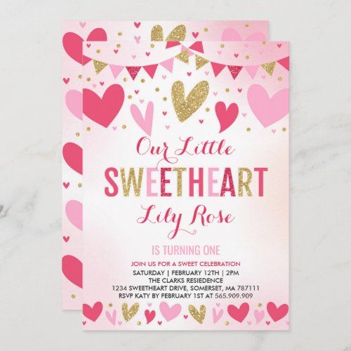 Valentine Birthday Invitation Sweetheart Birthday