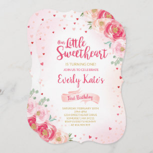 Valentine Birthday Invitation Sweetheart Pink Gold