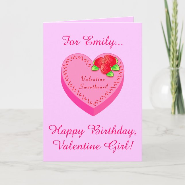 Valentine Birthday Name Customizable Holiday Card (Front)