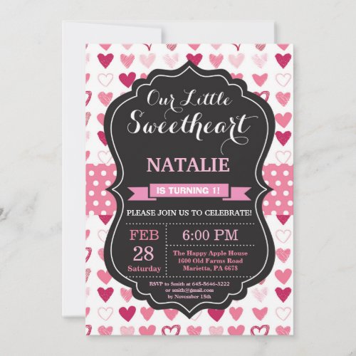 Valentine Birthday Our Little Sweetheart Invitation