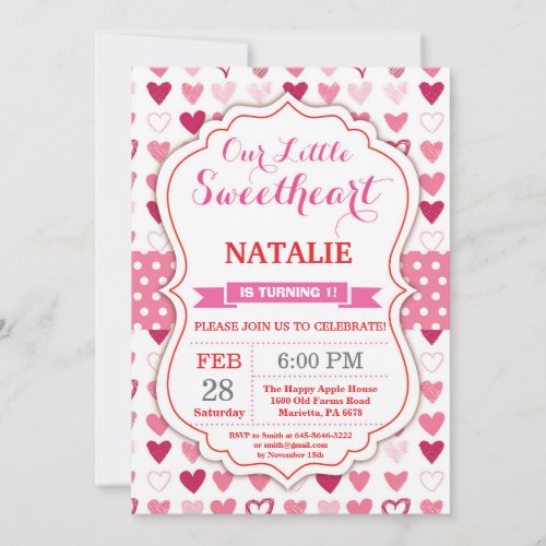 Valentine Birthday Our Little Sweetheart Invitation