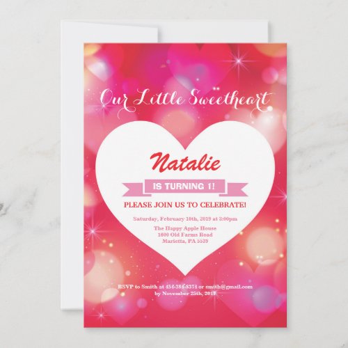 Valentine Birthday Our Little Sweetheart Invitation