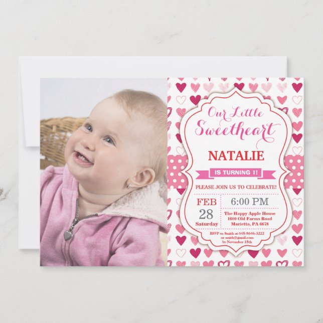 Valentine Birthday Our Little Sweetheart Invitation (Front)