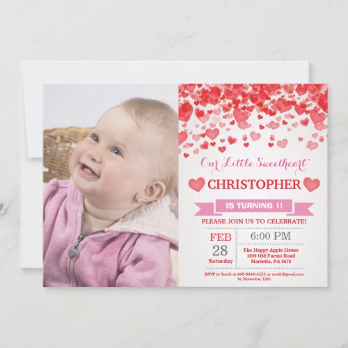 Valentine Birthday Our Little Sweetheart Invitation