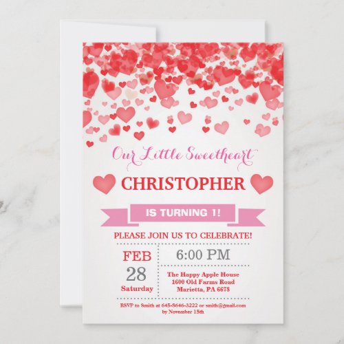 Valentine Birthday Our Little Sweetheart Invitation