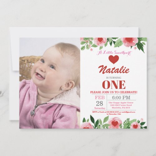 Valentine Birthday Our Little Sweetheart Invitation