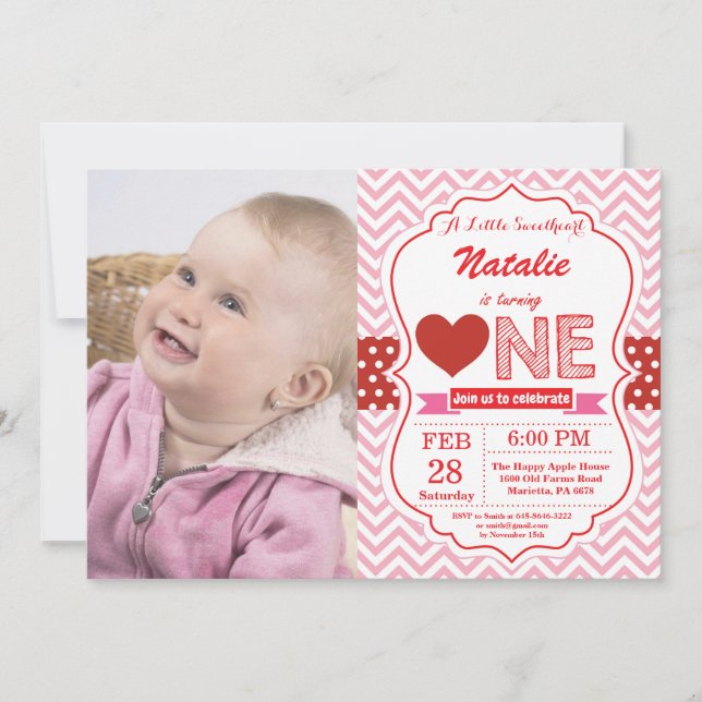 Valentine Birthday Our Little Sweetheart Invitation (Front)