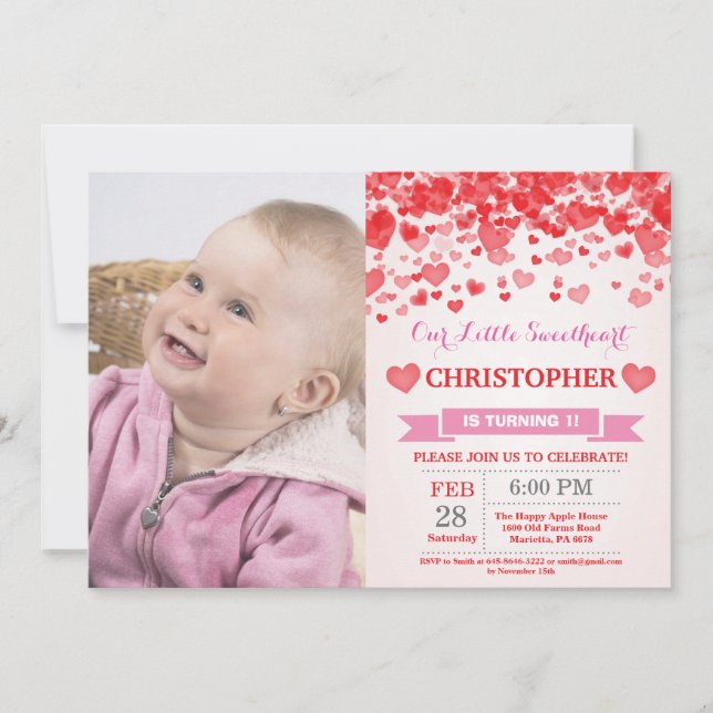 Valentine Birthday Our Little Sweetheart Invitation (Front)