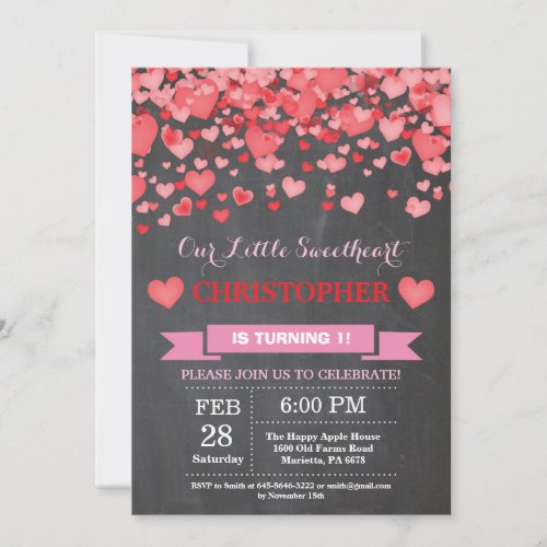 Valentine Birthday Our Little Sweetheart Invitation