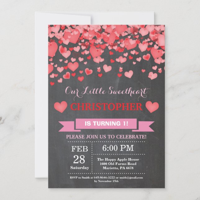 Valentine Birthday Our Little Sweetheart Invitation (Front)