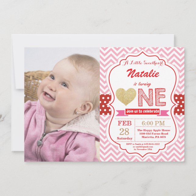 Valentine Birthday Our Little Sweetheart Invitation (Front)