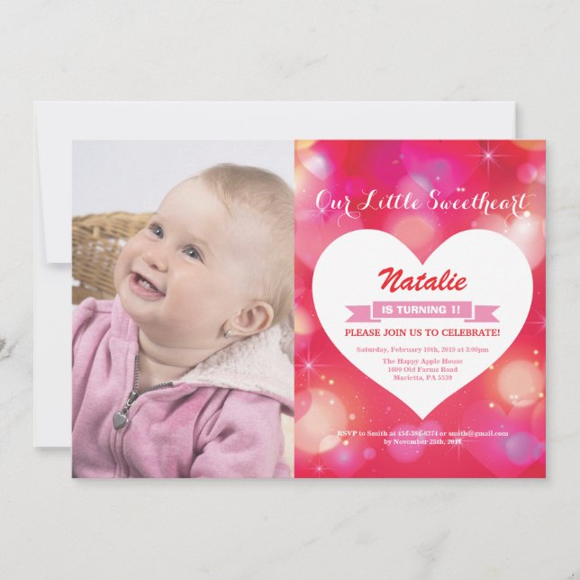 Valentine Birthday Our Little Sweetheart Invitation (Front)