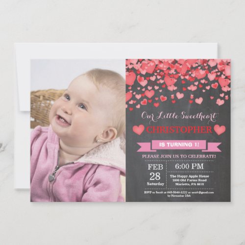 Valentine Birthday Our Little Sweetheart Invitation