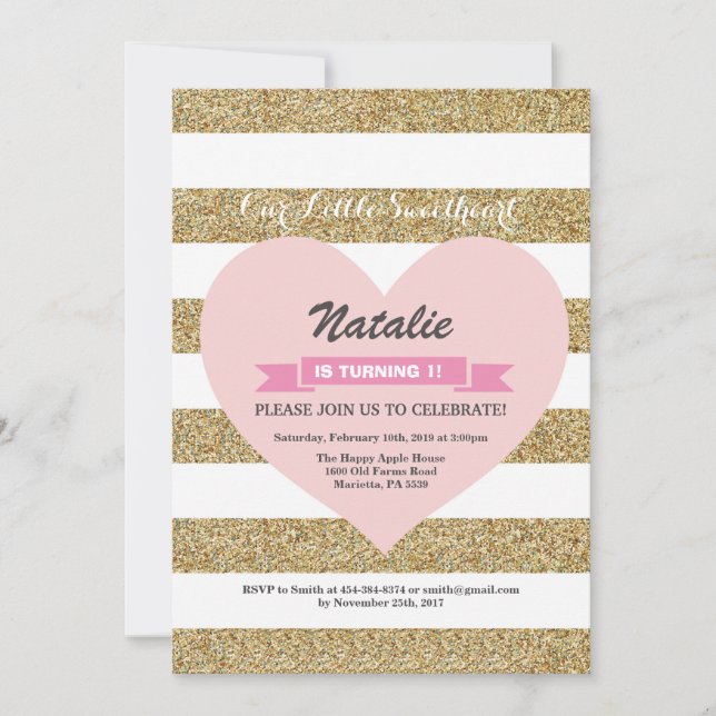 Valentine Birthday Our Little Sweetheart Invitation (Front)