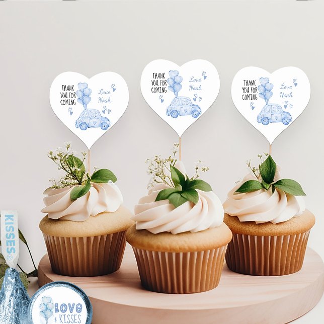 Valentine Birthday Party Blue Balloons and Car Heart Sticker (Heart Stickers - from my Car and Balloons Valentine Birthday Collection)