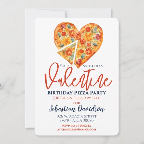 Valentine Birthday Pizza Party Invitation