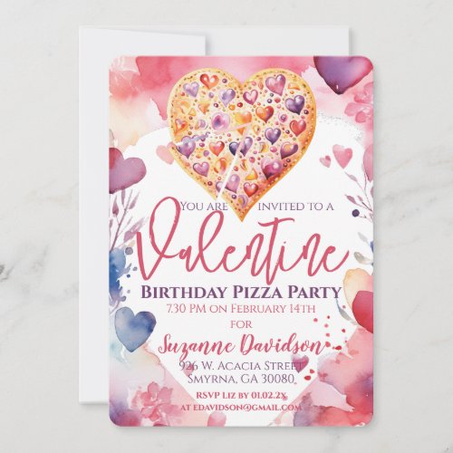 Valentine Birthday Pizza Party Invitation