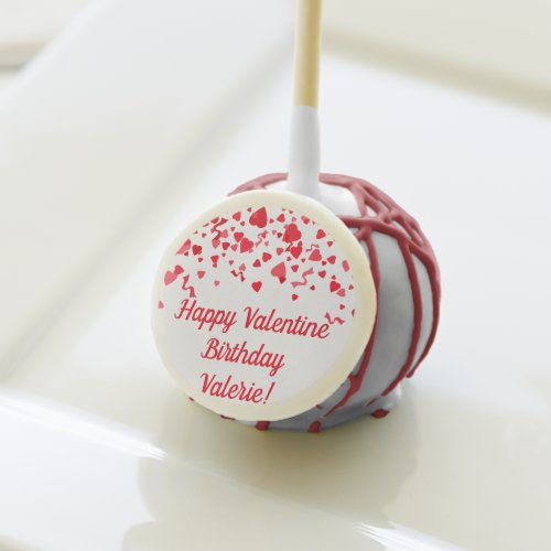 Valentine Birthday Red Confetti Heart Personalized Cake Pops