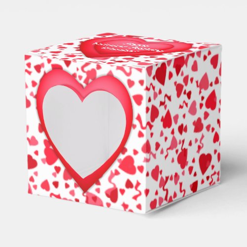 Valentine Birthday Red Confetti Heart Personalized Favor Boxes