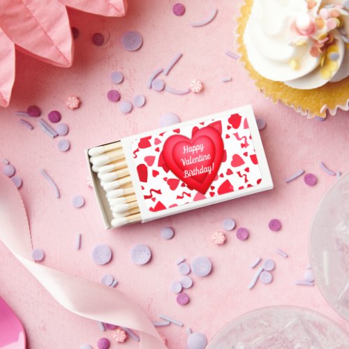 Valentine Birthday Red Confetti Heart Personalized Matchboxes