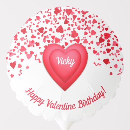 Valentine Birthday Red Confetti Hearts  Balloon