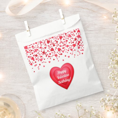 Valentine Birthday Red Confetti Hearts  Favor Bag
