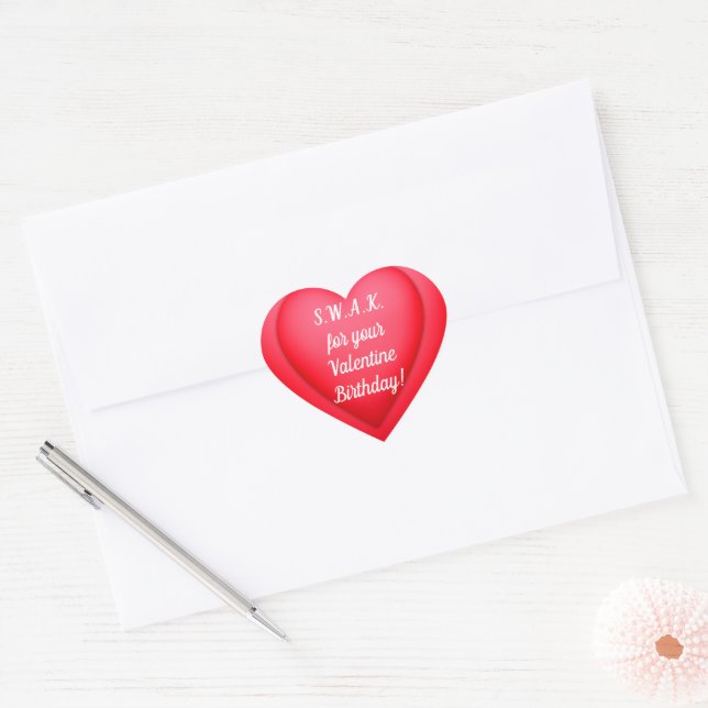 Valentine Birthday SWAK Red Heart Personalized Heart Sticker (Envelope)