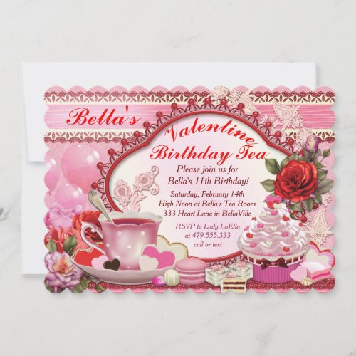 Valentine Birthday Tea Party Invitation