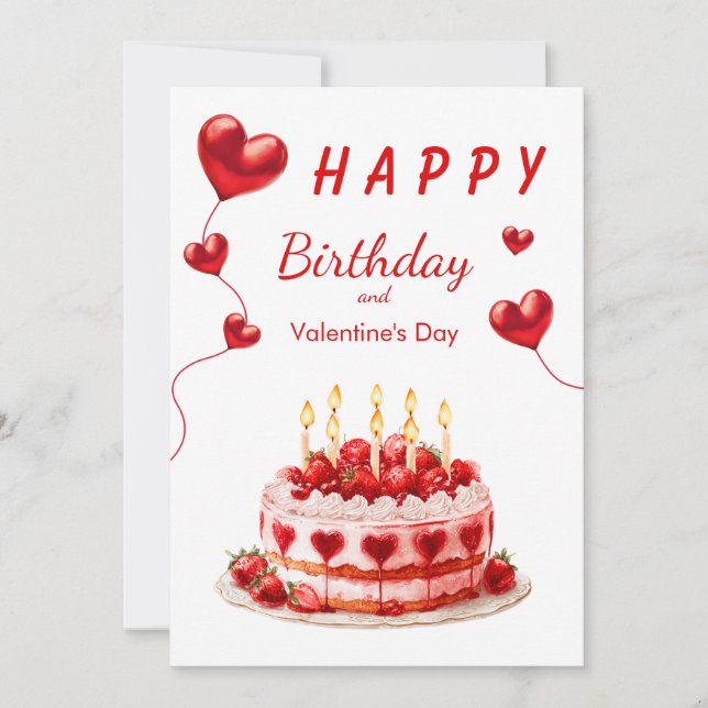Valentine Birthday Wishes for Sweethearts Holiday Card (Front)