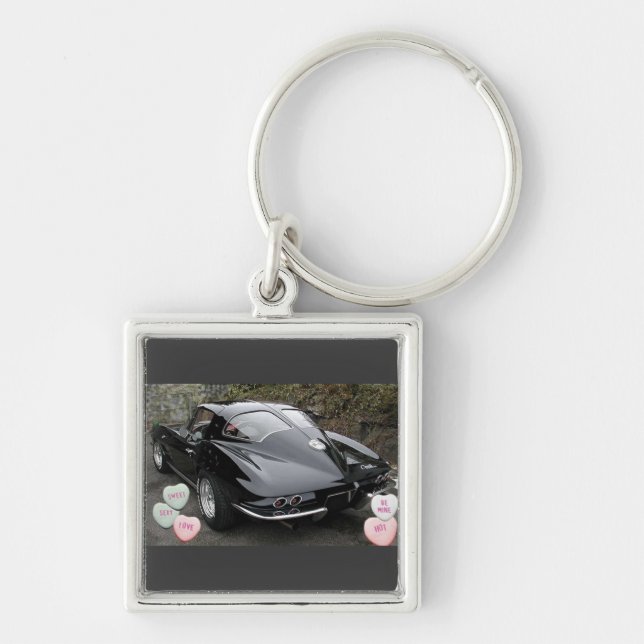 Valentine Black Corvette Keychain (Front)