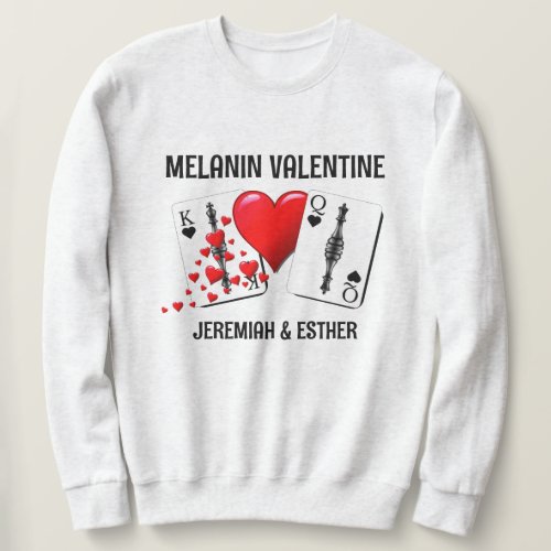 Valentine BLACK QUEEN KING PLAYING CARDS Couples Sweatshirt