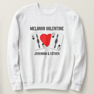 Valentine BLACK QUEEN KING PLAYING CARDS Couples Sweatshirt
