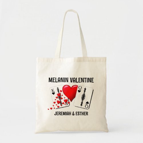 Valentine BLACK QUEEN KING PLAYING CARDS Couples Tote Bag
