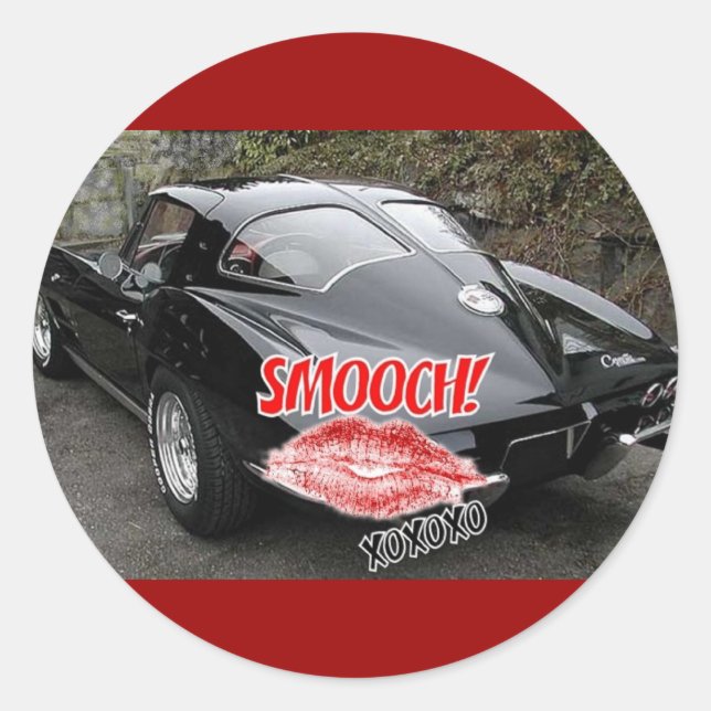 Valentine Black Split Window Corvette Classic Classic Round Sticker (Front)