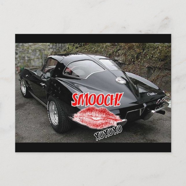 Valentine Black Split Window Corvette Classic Holiday Postcard (Front)