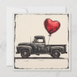 Valentine Black Truck : Red Romance Holiday Card
