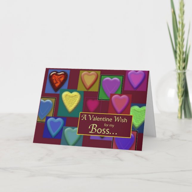 Valentine Block of Hearts Boss Holiday Card (Front)