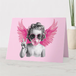 Valentine Blowing Bubble Cupid Valentines Day  Card