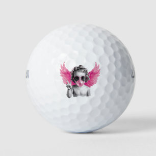 Valentine Blowing Bubble Cupid Valentines Day  Golf Balls