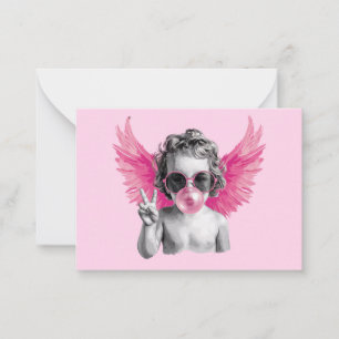 Valentine Blowing Bubble Cupid Valentines Day  Note Card