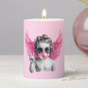 Valentine Blowing Bubble Cupid Valentines Day  Pillar Candle