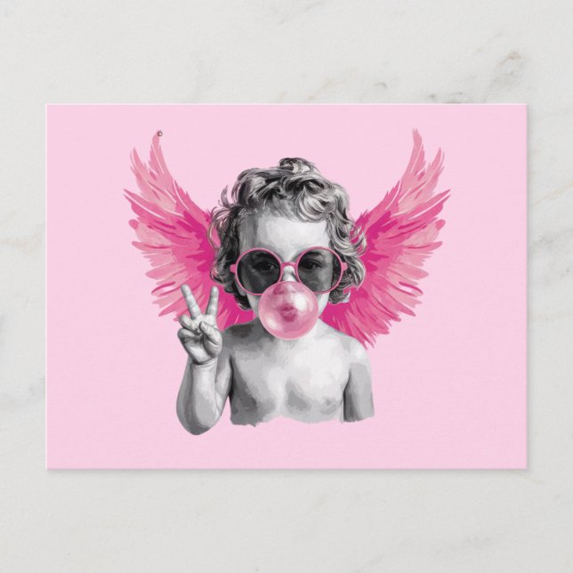 Valentine Blowing Bubble Cupid Valentines Day  Postcard (Front)