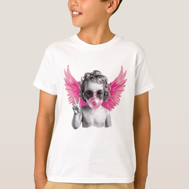 Valentine Blowing Bubble Cupid Valentines Day  T-Shirt (Front)