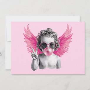 Valentine Blowing Bubble Cupid Valentines Day Thank You Card