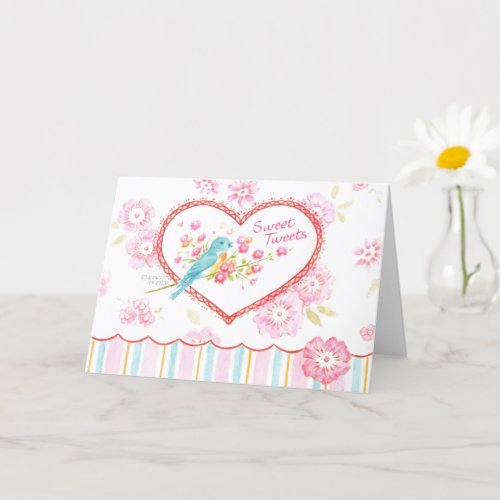 Valentine Blue Bird Sweet Tweets Bright Wishes Card